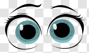 Cute Eyes - Large Cartoon Eyes With Blue Irises Transparent PNG