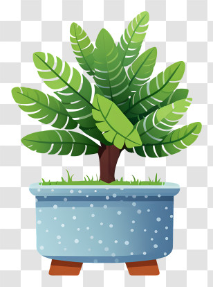 Blue Planter - Cartoon Potted Plant Transparent PNG
