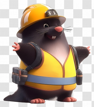 Cute Cartoon Moles - Construction Mole Transparent PNG