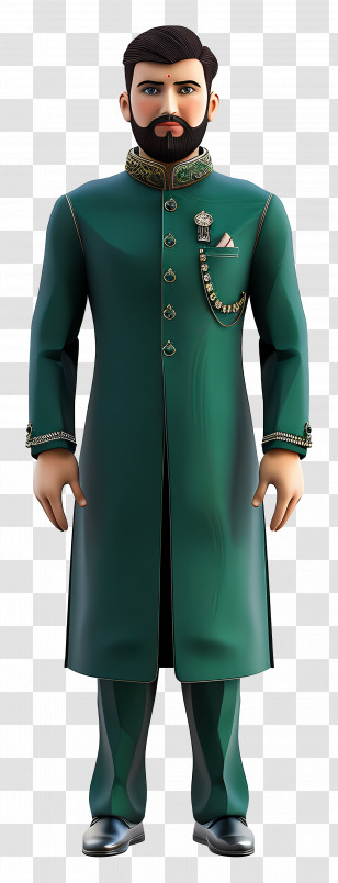 Formal Wear Pakistan - Man In Traditional Green Outfit Transparent PNG