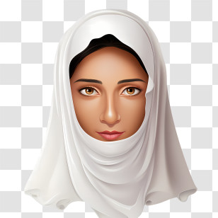 Woman With Veil
 - Elegant Woman In White Hijab Portrait Transparent PNG