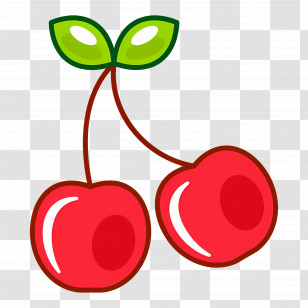 Cherry - Bright Red Cartoon Cherries Transparent PNG