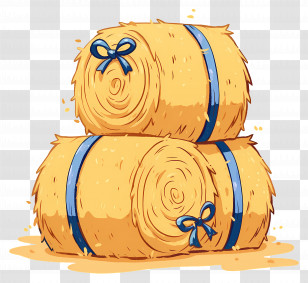 Hay Bale - Stacked Hay Bales With Blue Ribbon Ties Transparent PNG