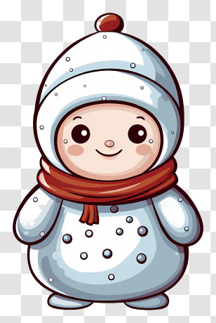 Icon - Cute Snowman With Scarf And Hat Transparent PNG
