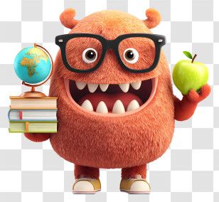 Cartoon Monster Teacher - Cute School Monster Mascot Transparent PNG