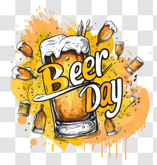 Beer Day - Energetic Beer Day Celebration Artwork Transparent PNG