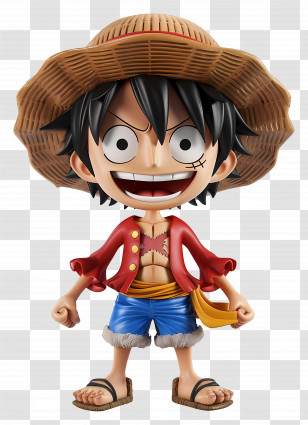 Luffy Action Figure - Cartoon Character With Straw Hat Transparent PNG