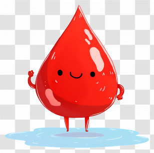 Blood Droplet - Cute Blood Drop Mascot Illustration Transparent PNG