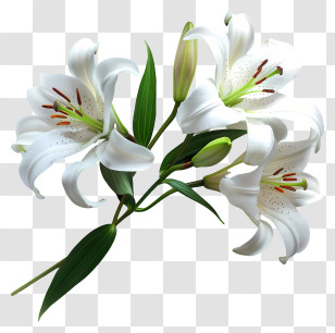 Funeral - White Lilies In Full Bloom Transparent PNG