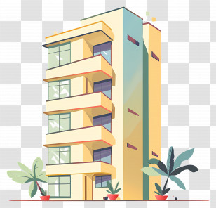 Building - Modern Apartment Building Illustration Transparent PNG