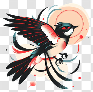 Tattoo - Artistic Flying Bird Transparent PNG