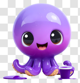 Octopus - Purple Paint Octopus Mascot Transparent PNG