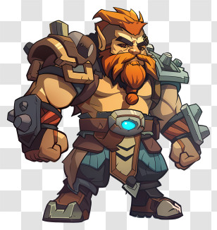Game Figure - Cartoon Fantasy Dwarf Warrior With Armor Transparent PNG