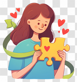 Woman Holding Puzzle Piece - Girl With Puzzle Piece Transparent PNG