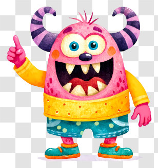 Cartoon Monster - Pointing Pink Monster Transparent PNG