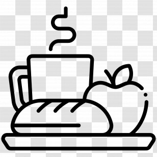 Breakfast - Healthy Breakfast With Coffee And Bread Transparent PNG