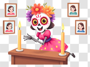 Cute Skeleton - Day Of The Dead Altar Girl Transparent PNG