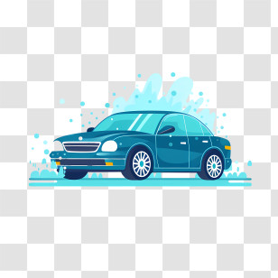Car Wash - Car Illustration With Water Splashes Transparent PNG