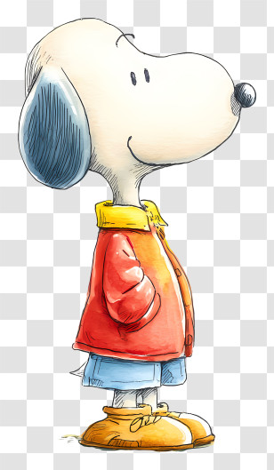 Watercolor Snoopy - Cartoon Dog In Red Jacket Transparent PNG