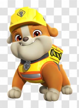 Paw Patrol - Cartoon Construction Dog With Yellow Helmet Transparent PNG