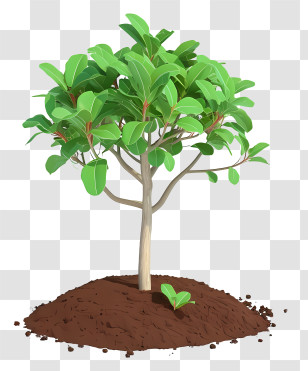 Realistic 3d Planting Tree - Young Tree Growing In Soil Transparent PNG
