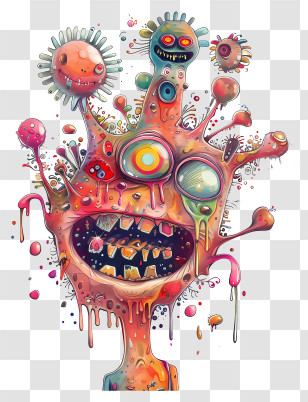 Cute Monster - Colorful Abstract Monster Transparent PNG