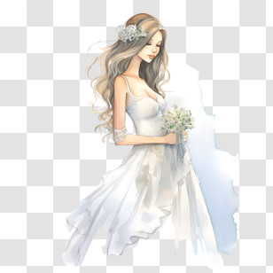 Wedding Dress
 - Elegant Bride Illustration In White Dress Transparent PNG