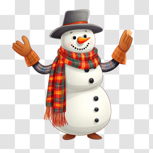 Snowman - Cute Snowman With Hat And Scarf For Winter Holidays Transparent PNG