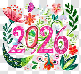Year 2019 - Floral 2026 Celebration Artwork Transparent PNG