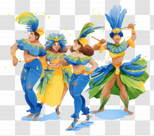 Brazilian Carnival Dancer - Colorful Carnival Dancers In Festive Attire Transparent PNG