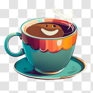 Cartoon Coffee Cup - Smiling Coffee Cup In Cartoon Style Transparent PNG
