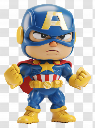 Superhero Action Figure - Cartoon Superhero In Blue Costume Transparent PNG