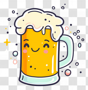 Beer - Cheerful Cartoon Beer Mug With Foam Transparent PNG