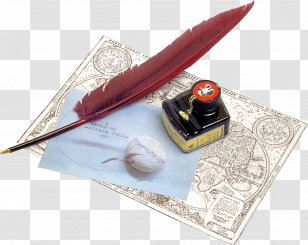 Paper Quill Ink Brush Fountain Pen U30dau30f3u7fd2u5b57 - Paper, And Transparent PNG