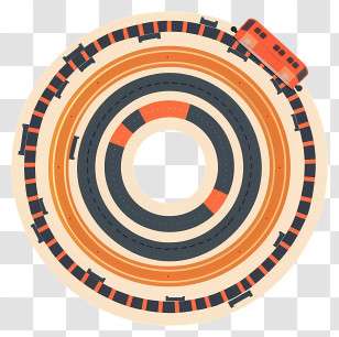Track - Circular Train Track With Red Train Transparent PNG