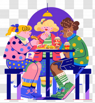 Eating Fast Food - Group Of Friends Enjoying A Meal Transparent PNG
