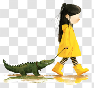 Pet Alligator - Girl Walking An Alligator Transparent PNG