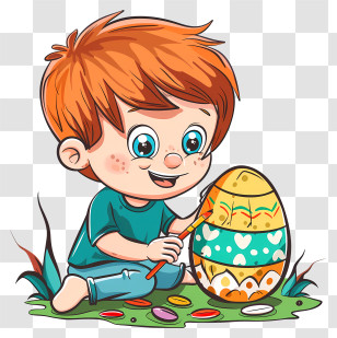 Coloring Easter Egg - Boy Painting Easter Egg Transparent PNG