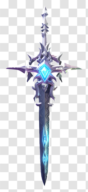 Realistic 3d Diamond Sword - Fantasy Glowing Sword Design Transparent PNG
