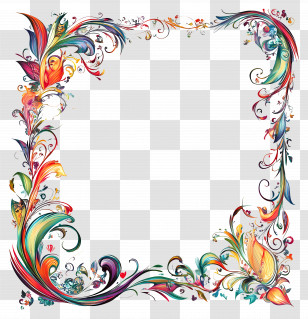 Love Letter - Colorful Floral Wreath With Butterflies Transparent PNG