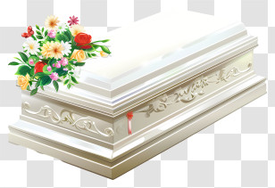 Funeral - White Coffin With Flowers Transparent PNG