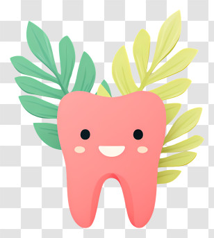 Dental Health Awareness - Smiling Tooth With Leaves For Dental Health Transparent PNG