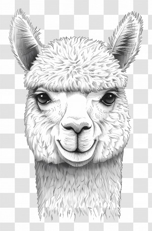 Alpaca Face - Cute Llama With Fluffy Fur Transparent PNG