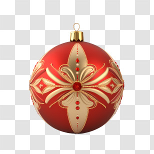 Christmas Ball - Elegant Red And Gold Christmas Ornament Transparent PNG