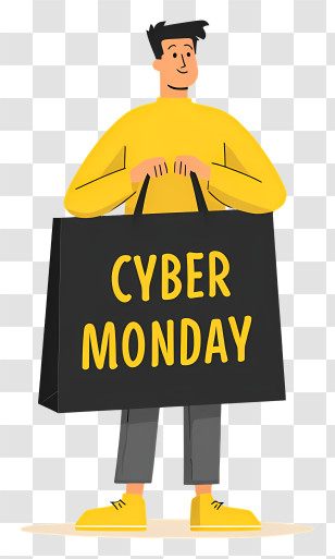 Man Cyber Monday Shopping Bag - Cyber Monday Shopper Illustration Transparent PNG