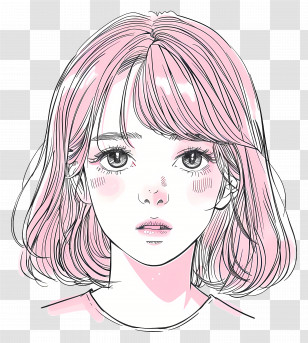 Blush - Stylized Female Portrait Illustration Transparent PNG