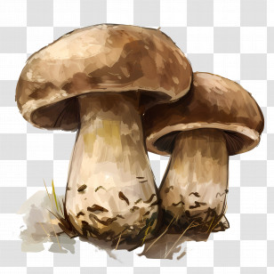 Button Mushroom - Boletus Mushrooms In A Realistic Style Transparent PNG