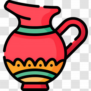 Clay Pot - Colorful Jug For Kitchen Use Transparent PNG
