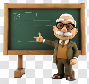 Cartoon Teacher - Cartoon Teacher With Blackboard For Education Concept Transparent PNG