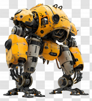 Concept Mech - Futuristic Yellow Robot Illustration Transparent PNG